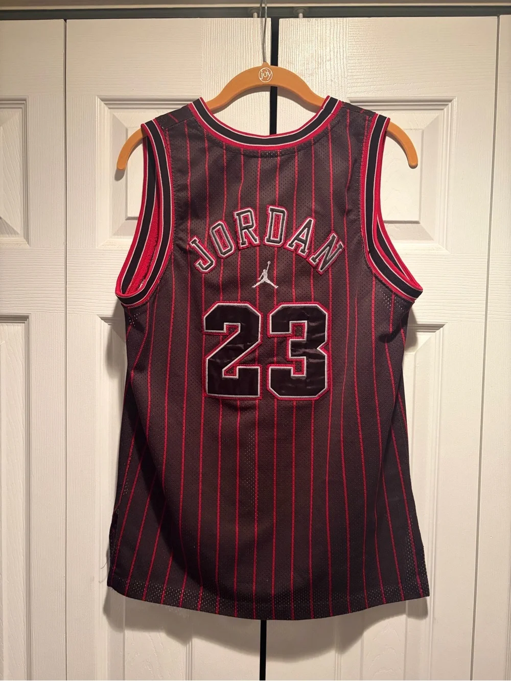Jordan Men’s 23 Pinstripe Basketball Jersey - Black/Red